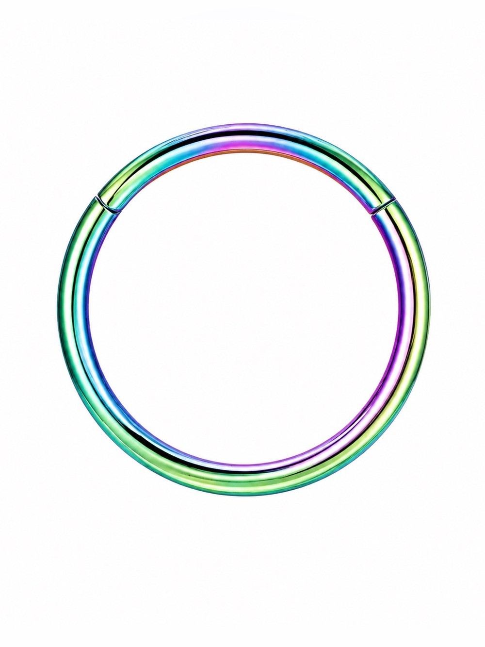 Rainbow Anodized Stainless Steel 16G 8mm Clicker Hoop Ring | Septum, Tragus